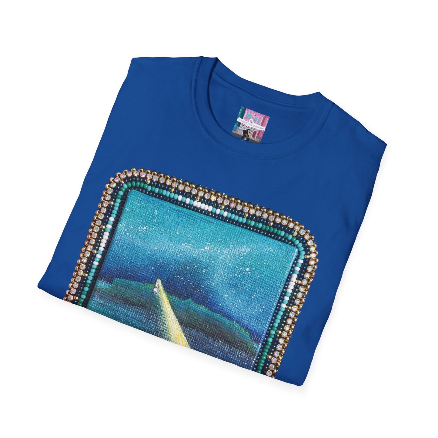 Rez Beauty Bar Beaded Acrylic Tatoosh Island Painting Tee