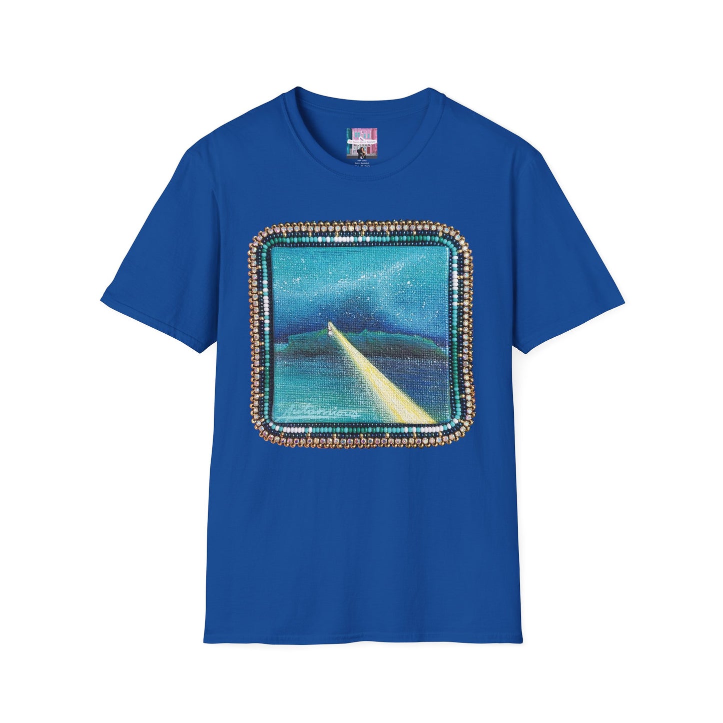 Rez Beauty Bar Beaded Acrylic Tatoosh Island Painting Tee
