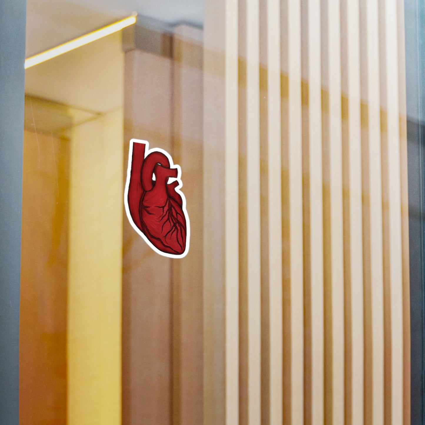 Anatomical Heart Colored Pencil Drawing Vinyl Water-Resistant Sticker