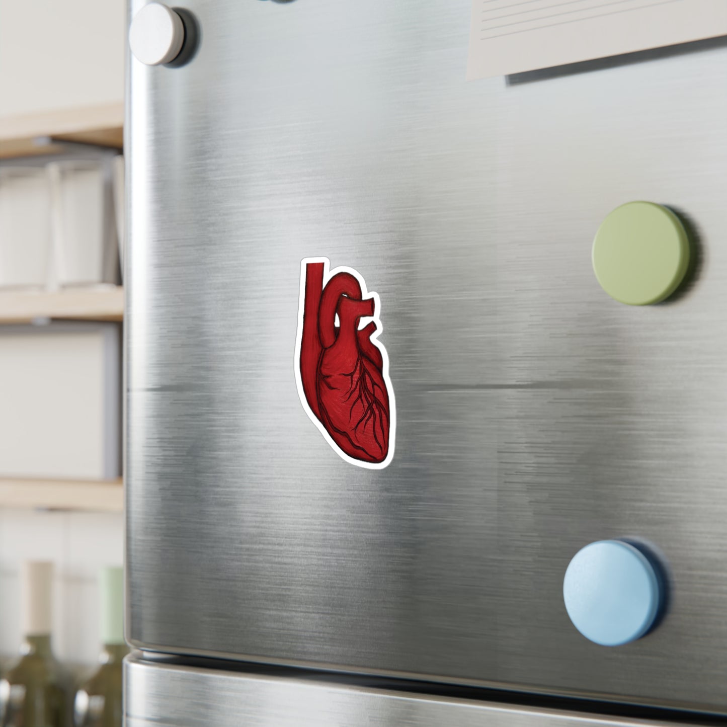 Anatomical Heart Colored Pencil Drawing Vinyl Water-Resistant Sticker