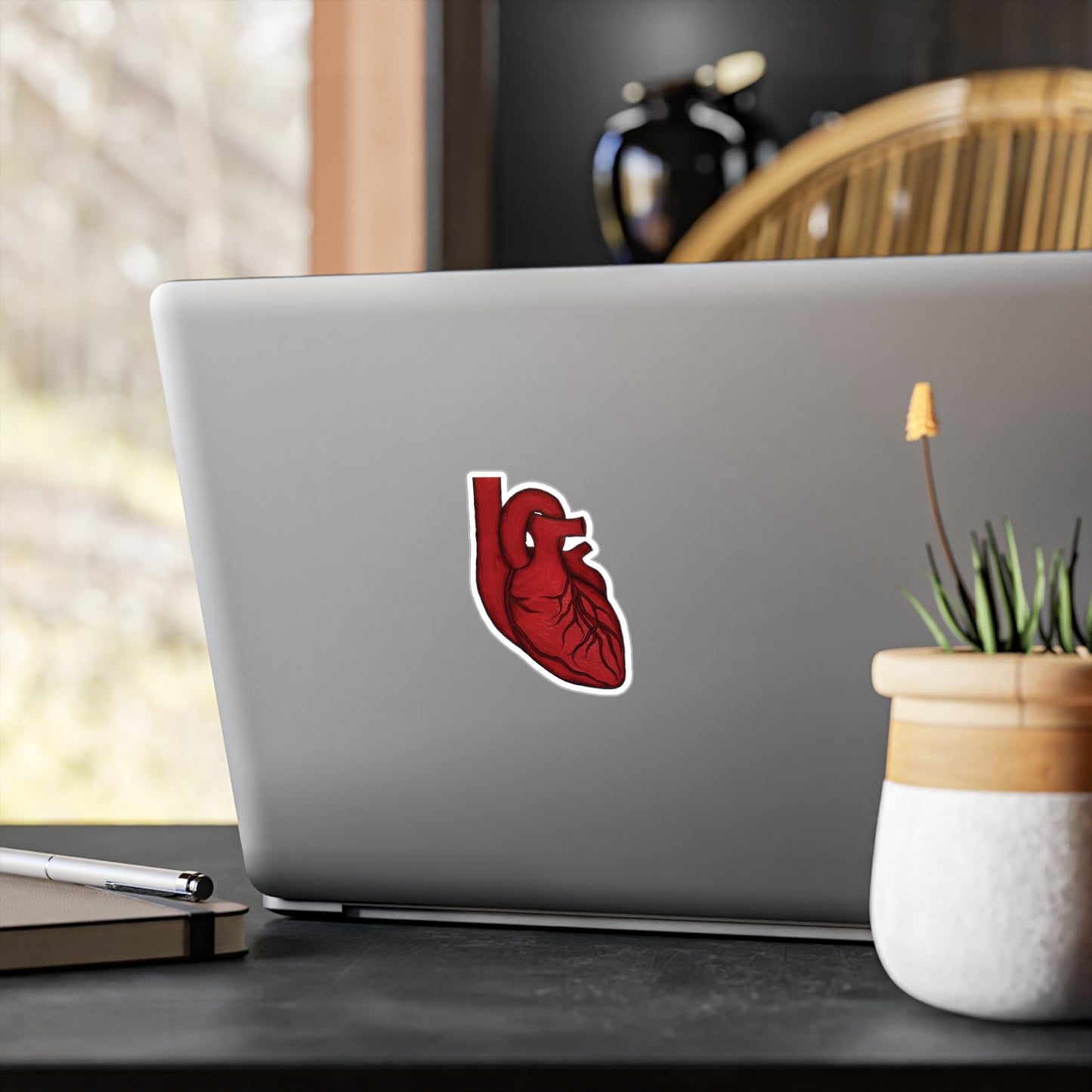 Anatomical Heart Colored Pencil Drawing Vinyl Water-Resistant Sticker